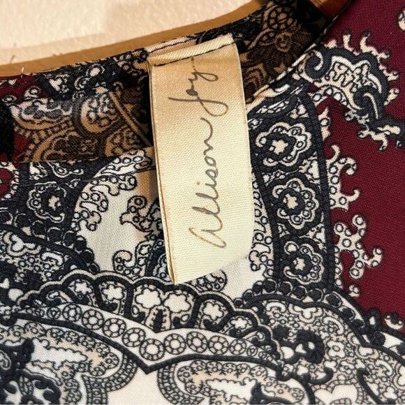 Allison Joy Evereve Jacquard Midi Shift Dress Zip Closure Burgundy Size Small - Picture 6 of 10